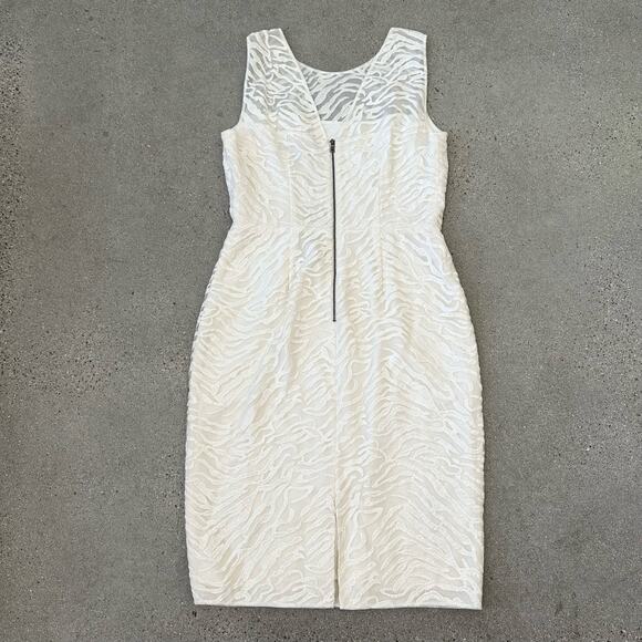 BCBGMAXAZRIA " Alice " Sleeve Lace Off-White Sheath Dress - Picture 2 of 10